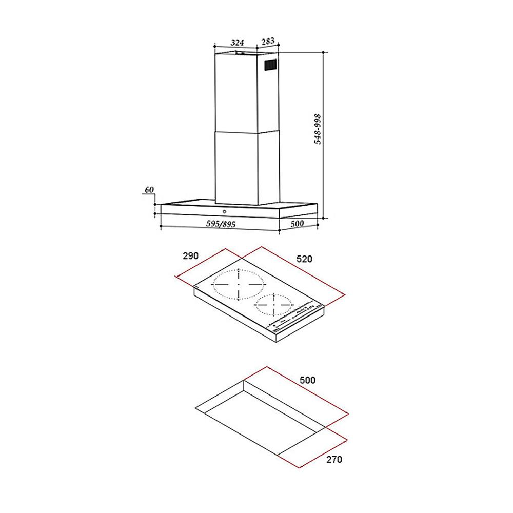 เตาฝัง+เครื่องดูดควัน LINEA IBS32920 Q+LDHTC60BK สีดำ