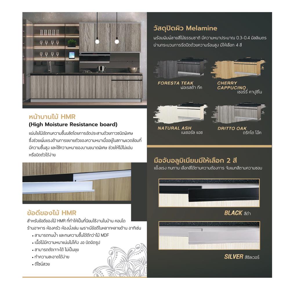 ตู้ตั้งพื้นท็อปเรียบ TSS W SANKI THE KITCHEN PRO 202.5 ซม. สีฟอเรสท์ต้าทีค