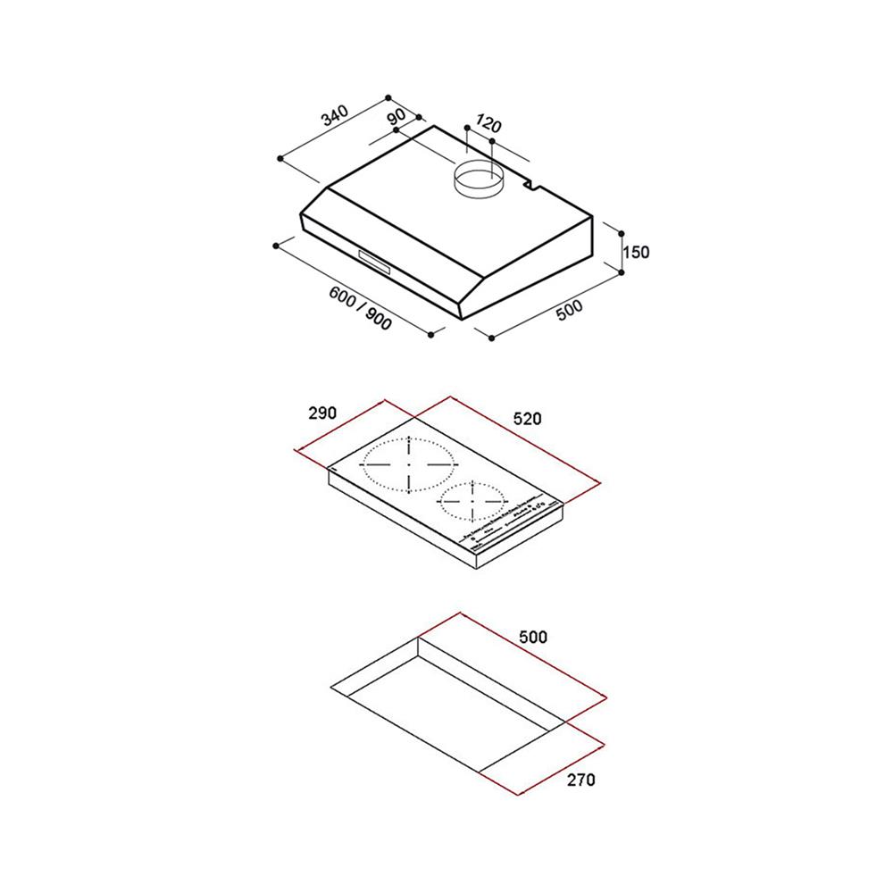 เตาฝัง+เครื่องดูดควัน TEKA IBS32920 Q+C605 สีดำ