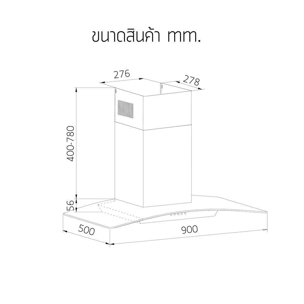 เครื่องดูดควันกระโจม LUCKY FLAME RWA-C19015 90 ซม.