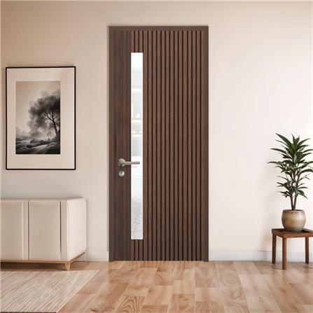 ประตูภายในโพลีสไตรีน ไม่เจาะลูกบิด LINEDEKOR ONE FIFTH 70x200 ซม. สีโรสวู้ด_2