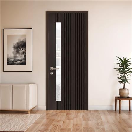 ประตูภายในโพลีสไตรีน ไม่เจาะลูกบิด LINEDEKOR ONE FIFTH 80x200 ซม. สีโอ๊ค_2