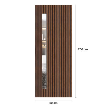 ประตูภายในโพลีสไตรีน ไม่เจาะลูกบิด LINEDEKOR ONE FIFTH 80x200 ซม. สีโรสวู้ด_4