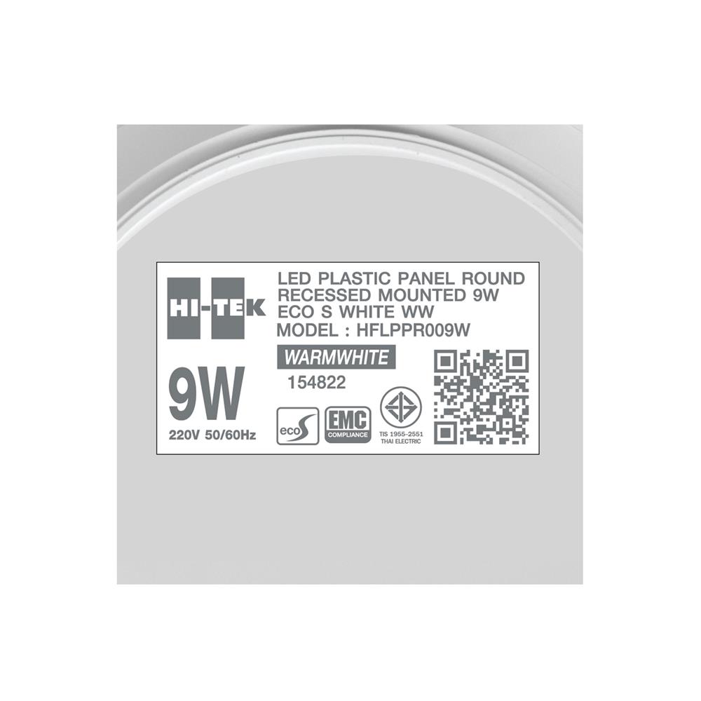 ดาวน์ไลท์ LED HI-TEK HFLPPR00 4 นิ้ว 9 วัตต์ WARM WHITE สีขาว