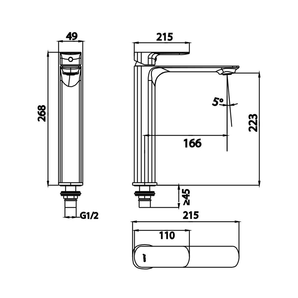 ก๊อกอ่างล้างหน้าเดี่ยวเคาน์เตอร์ COTTO CT1282AYBL สีดำ