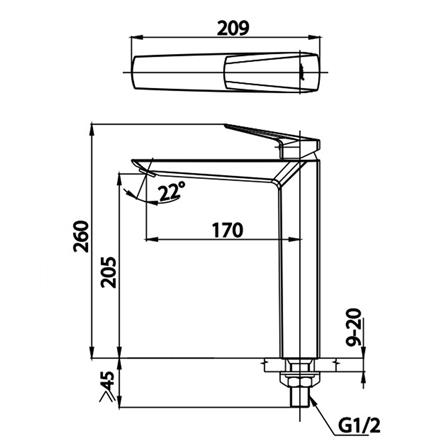 ก๊อกอ่างล้างหน้าเดี่ยวเคาน์เตอร์ COTTO CT1236AY_2