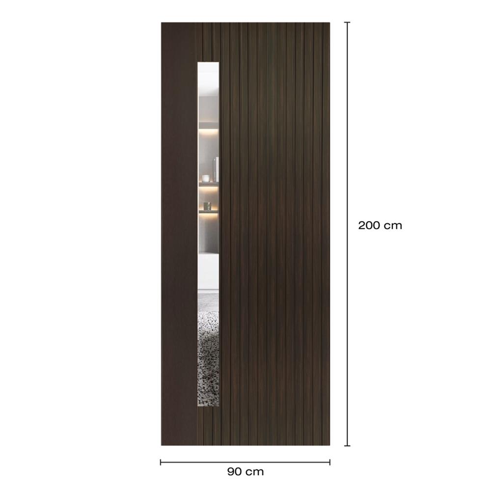 ประตูภายในโพลีสไตรีน ไม่เจาะลูกบิด LINEDEKOR ONE FIFTH 90x200 ซม. สีโอ๊ค