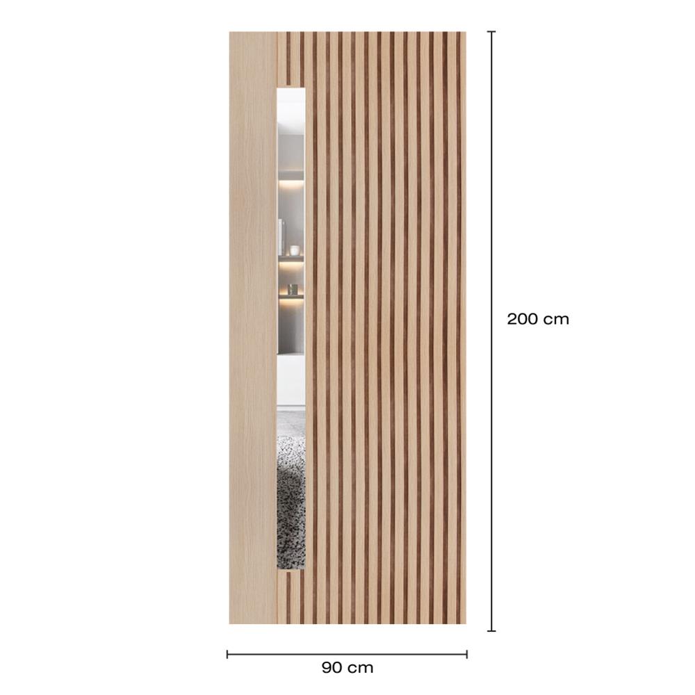 ประตูภายในโพลีสไตรีน ไม่เจาะลูกบิด LINEDEKOR ONE FIFTH 90x200 ซม. สีบีช