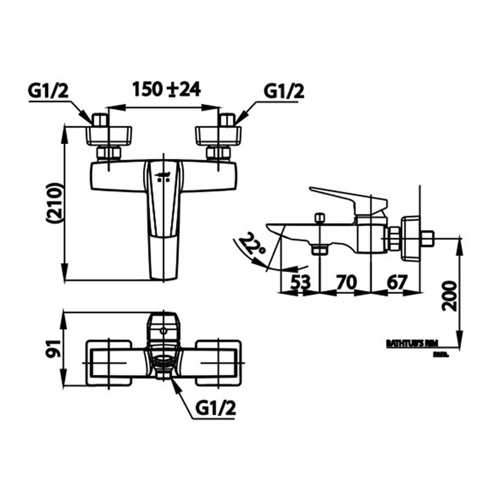 ก๊อกผสมอ่างอาบ COTTO CT2325A