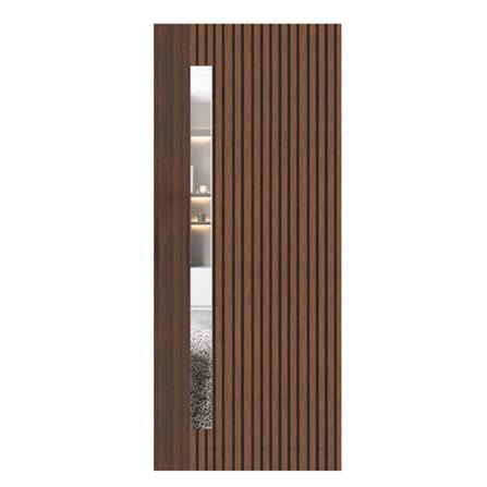 ประตูภายในโพลีสไตรีน ไม่เจาะลูกบิด LINEDEKOR ONE FIFTH 90x200 ซม. สีโรสวู้ด_0