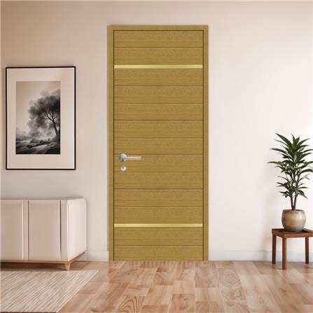 ประตูภายในโพลีสไตรีน ไม่เจาะลูกบิด LINEDEKOR DTD01G 90x200 ซม. สีสักด้าน_2