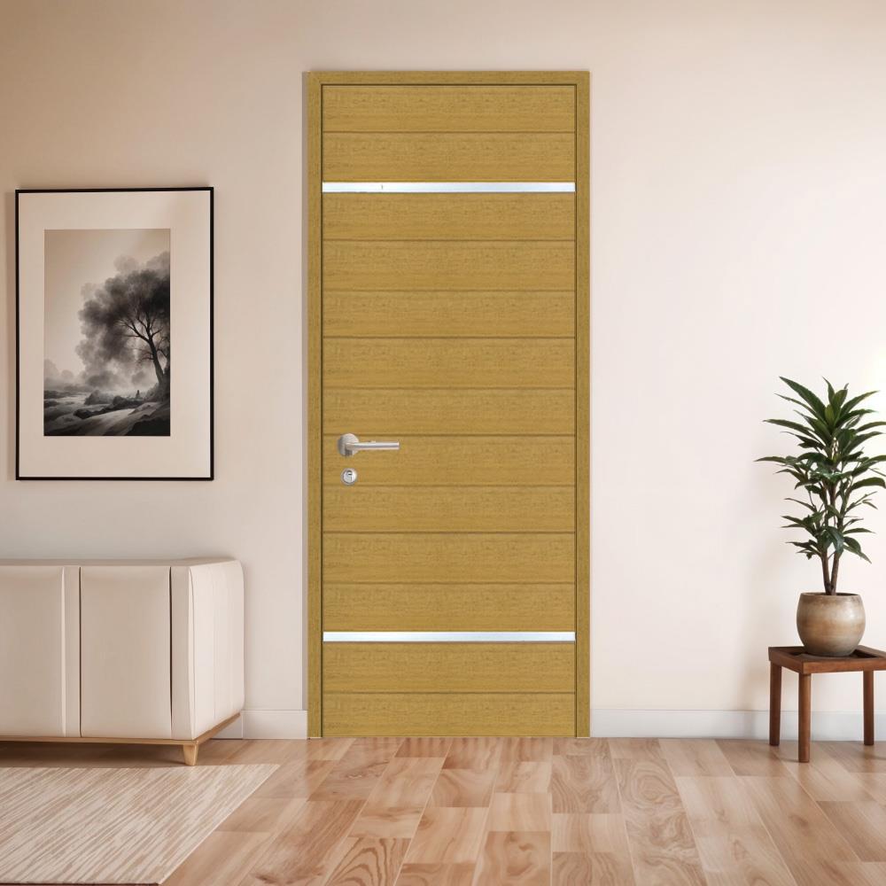 ประตูภายในโพลีสไตรีน ไม่เจาะลูกบิด LINEDEKOR DTD01S 90x200 ซม. สีสักด้าน