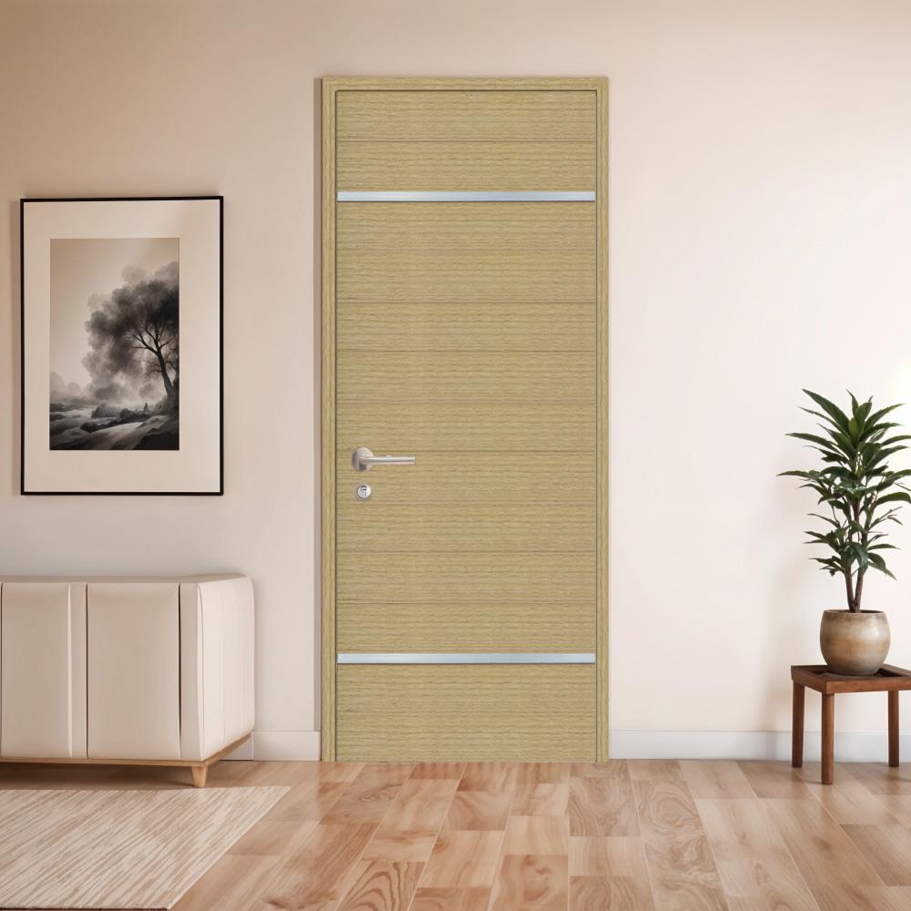 ประตูภายในโพลีสไตรีน ไม่เจาะลูกบิด LINEDEKOR DTD01S 80x200 ซม. สีบีชด้าน