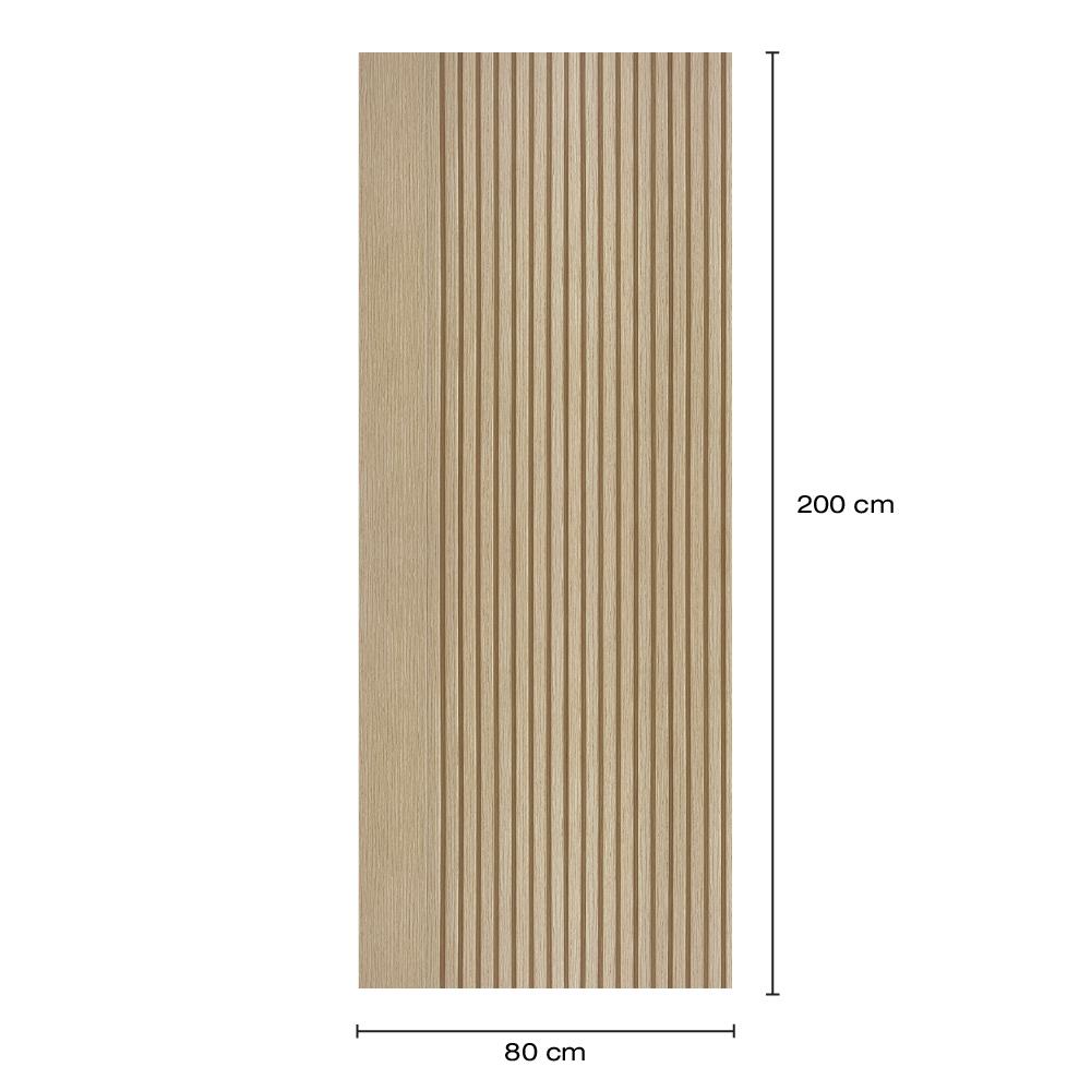 ประตูภายในโพลีสไตรีน ไม่เจาะลูกบิด LINEDEKOR VETICAL 80x200 ซม. สีบีชด้าน