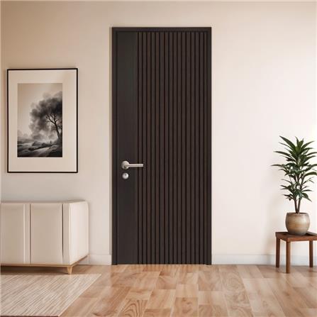 ประตูภายในโพลีสไตรีน ไม่เจาะลูกบิด LINEDEKOR VETICAL 80x200 ซม. สีโอ๊ค_2