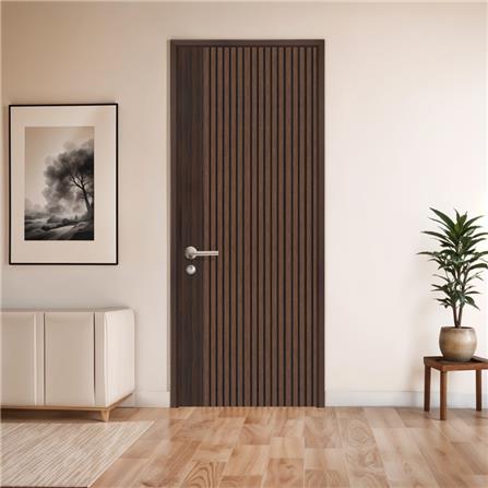 ประตูภายในโพลีสไตรีน ไม่เจาะลูกบิด LINEDEKOR VETICAL 90x200 ซม. สีโรสวู้ด_2