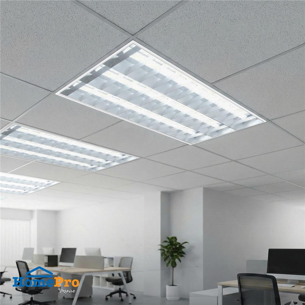 โคมตะแกรงฝังฝ้า CARINI AURA O DE 3X120 ซม. สีขาว/สีเงิน