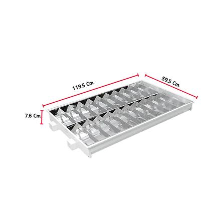 โคมตะแกรงฝังฝ้า AURA O 2X36 60X120DE CARINI สีขาว/สีเงิน_2