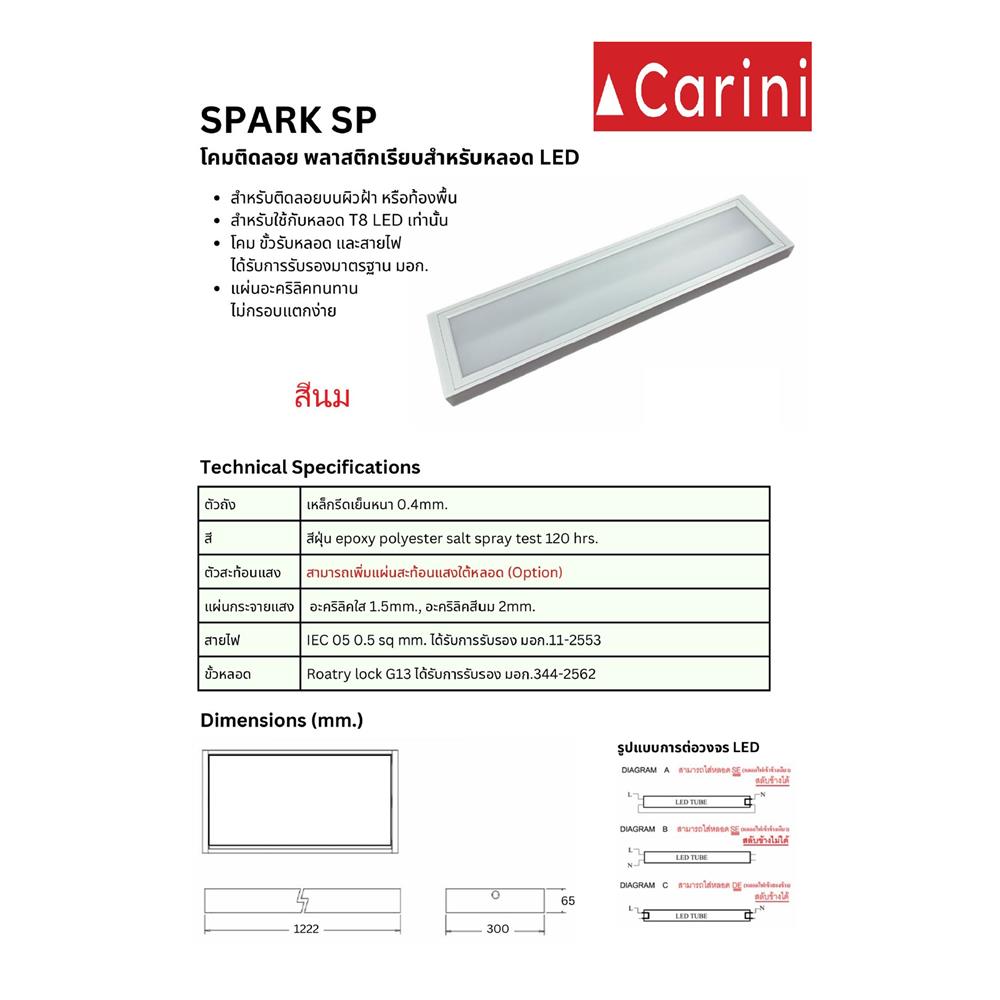 โคมติดลอย CARINI SPARK SP DE 2X120 ซม. สีขาว