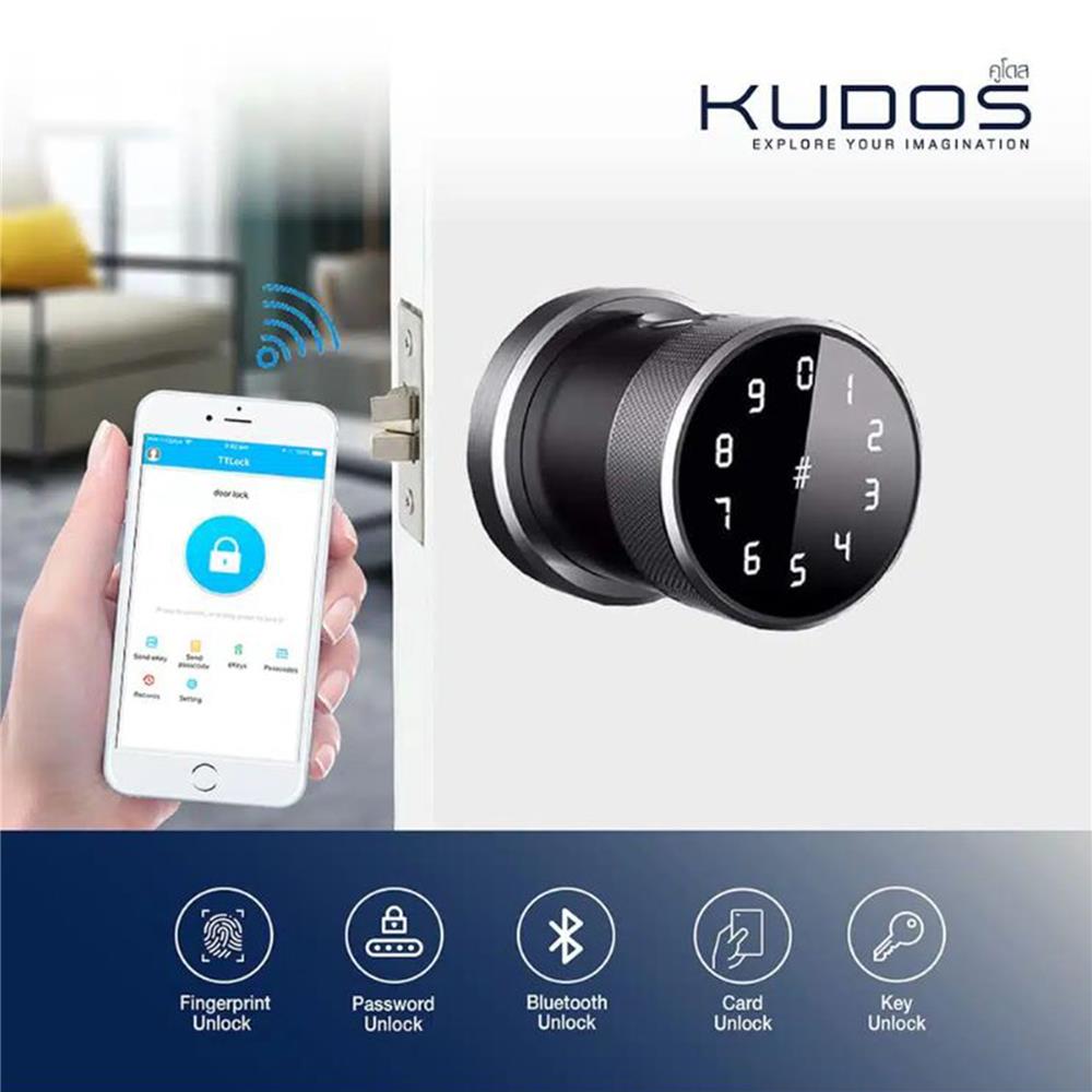 กลอนดิจิตอล KUDOS F8069018 สี BLACK/NICKEL