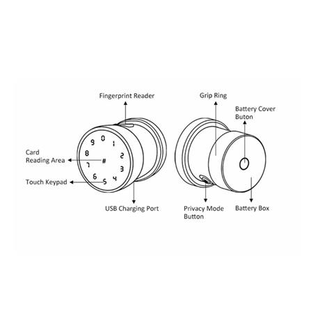 กลอนดิจิตอล KUDOS F8069018 สี BLACK/NICKEL_4