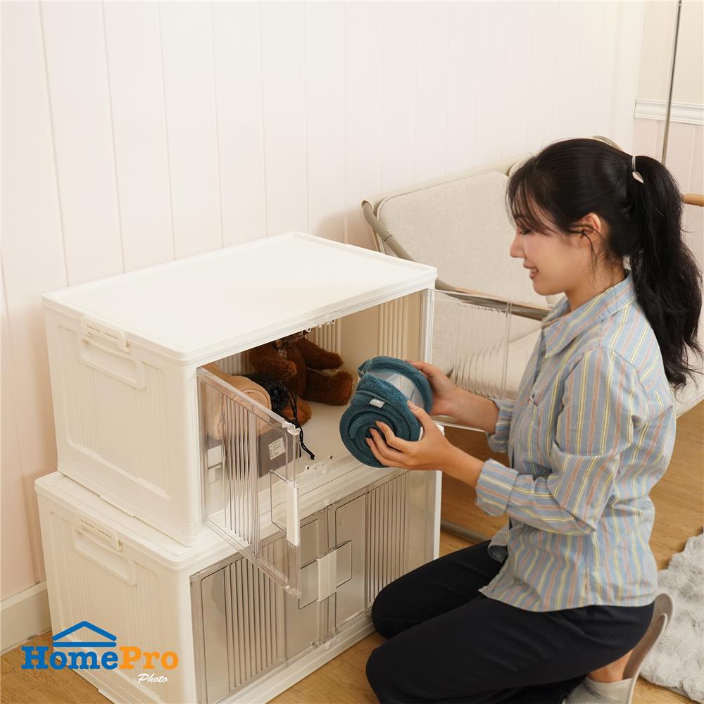 กล่องบานเปิด STACKO SUNA SIZE L 63x39.2x34 ซม. สีขาว