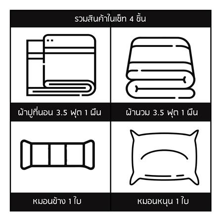 ชุดผ้าปูที่นอน 3.5 ฟุต (ชุด 4 ชิ้น) SANTA BEDDING สี DARK GREY/LIGHT GREY_8