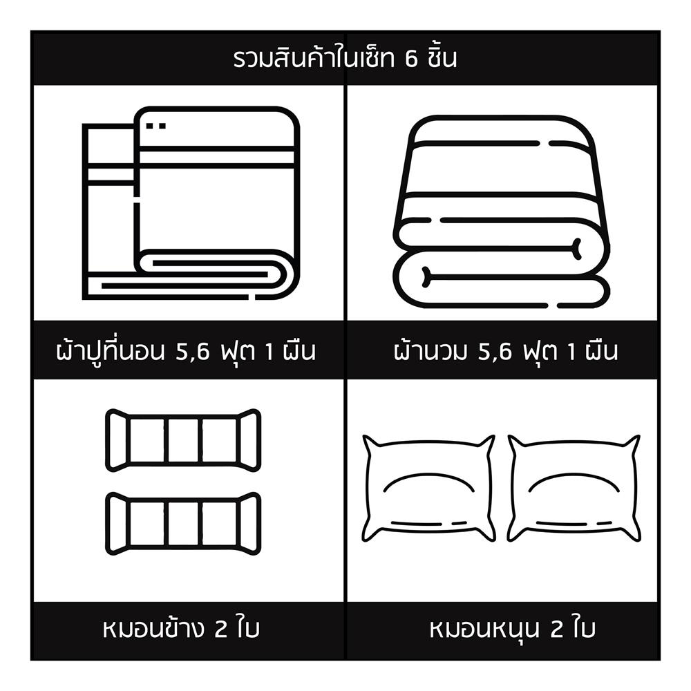 ชุดผ้าปูที่นอน 6 ฟุต (ชุด 6 ชิ้น) SANTA BEDDING สี DARK GREY/LIGHT GREY