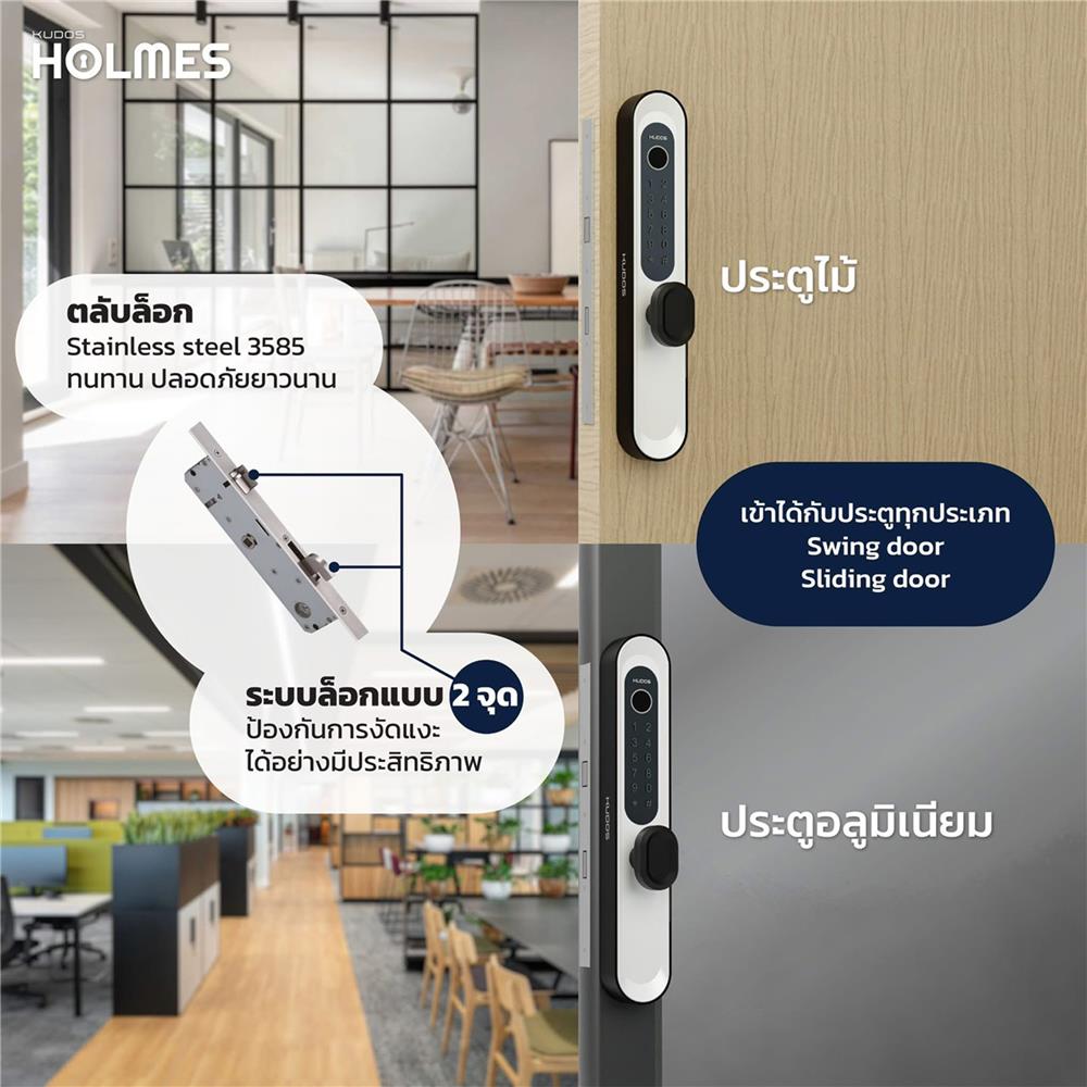 กลอนดิจิตอล KUDOS F8001929 สีขาว