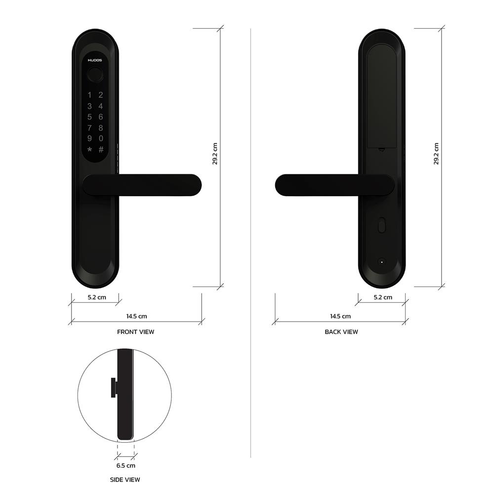 กลอนดิจิตอล KUDOS F8001019 สีดำ