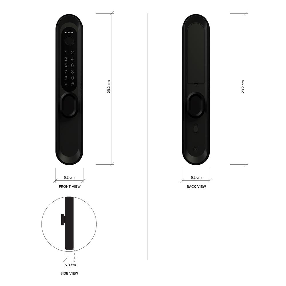 กลอนดิจิตอล KUDOS F8001939 สีดำ