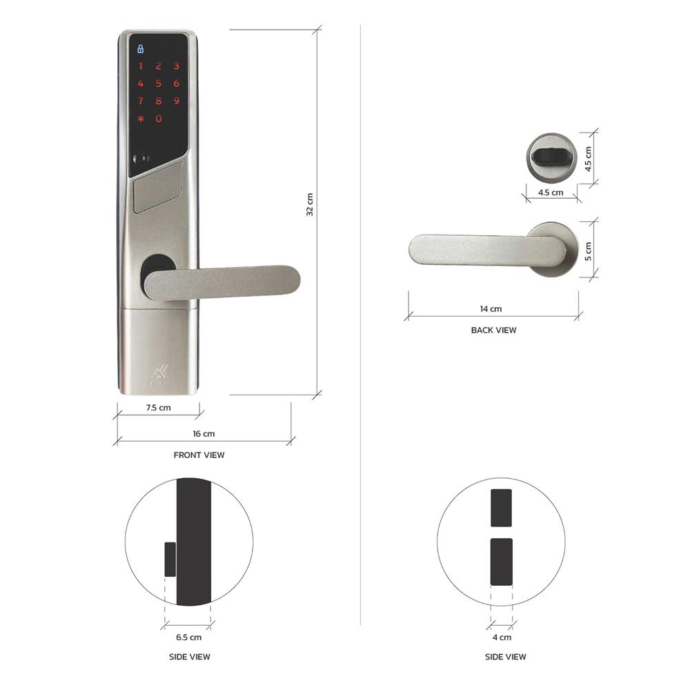 กลอนดิจิตอล KUDOS F8032718 สีเงิน