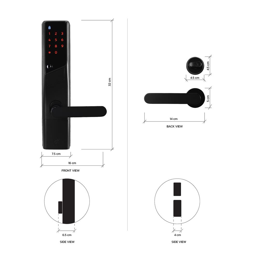 กลอนดิจิตอล KUDOS F8033118 สีดำ