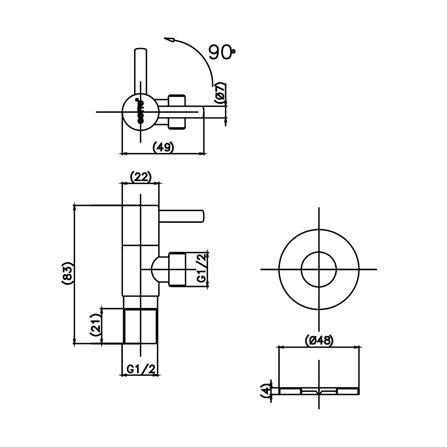 สต๊อปวาล์ว 2 ทาง COTTO CT1702GG(HM)_1