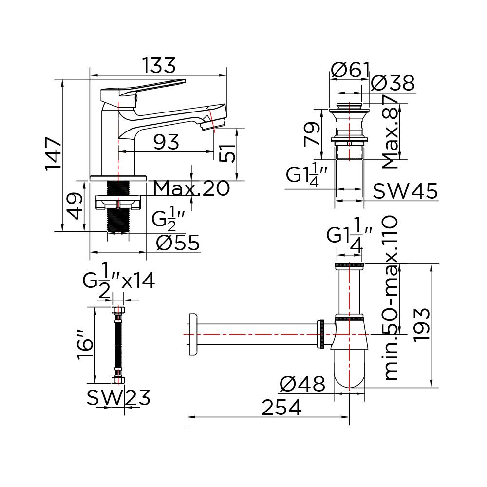 ก๊อกอ่างล้างหน้าเดี่ยว COTTO KFA-031-610