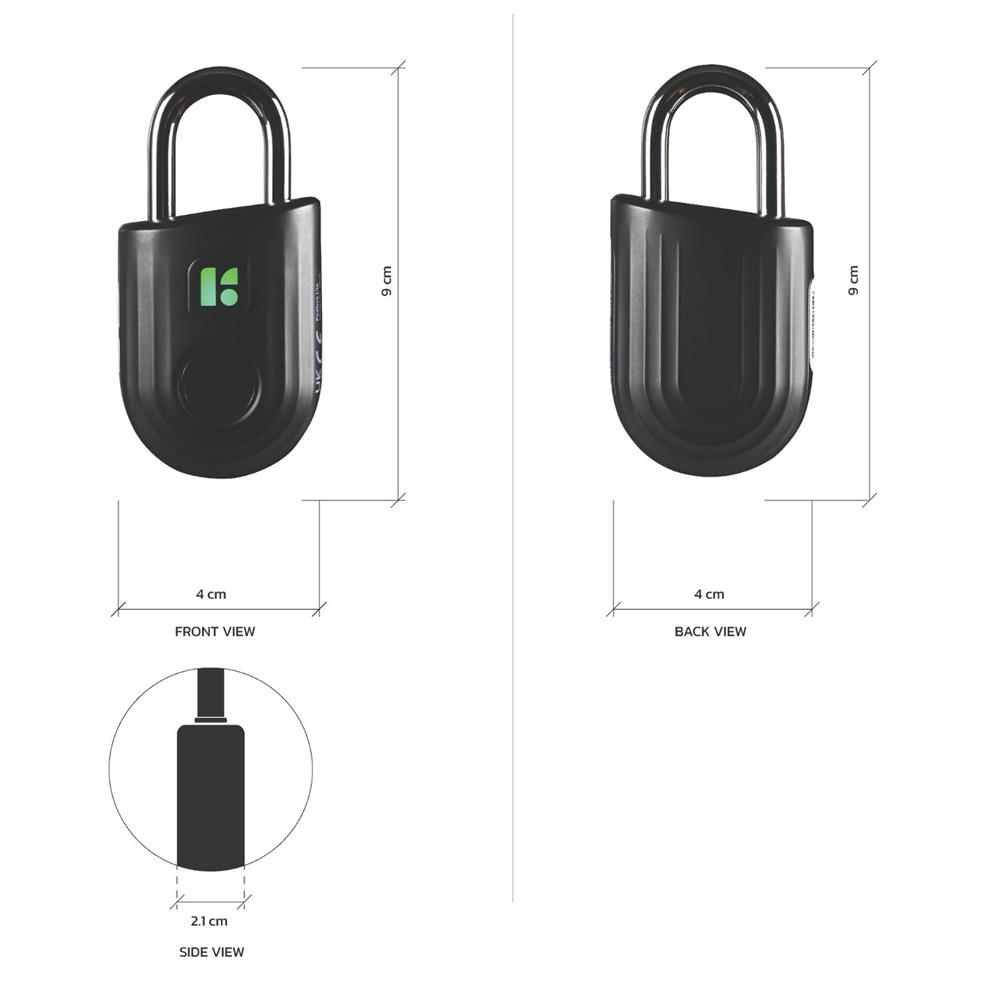 กุญแจคล้อง สแกนลายนิ้วมือ KUDOS F8040640 40MMBK สีดำ
