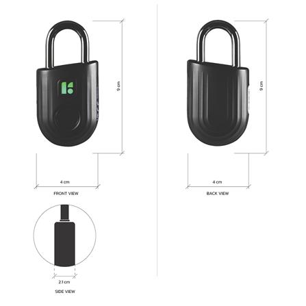 กุญแจคล้อง สแกนลายนิ้วมือ KUDOS F8040640 40MMBK สีดำ_5