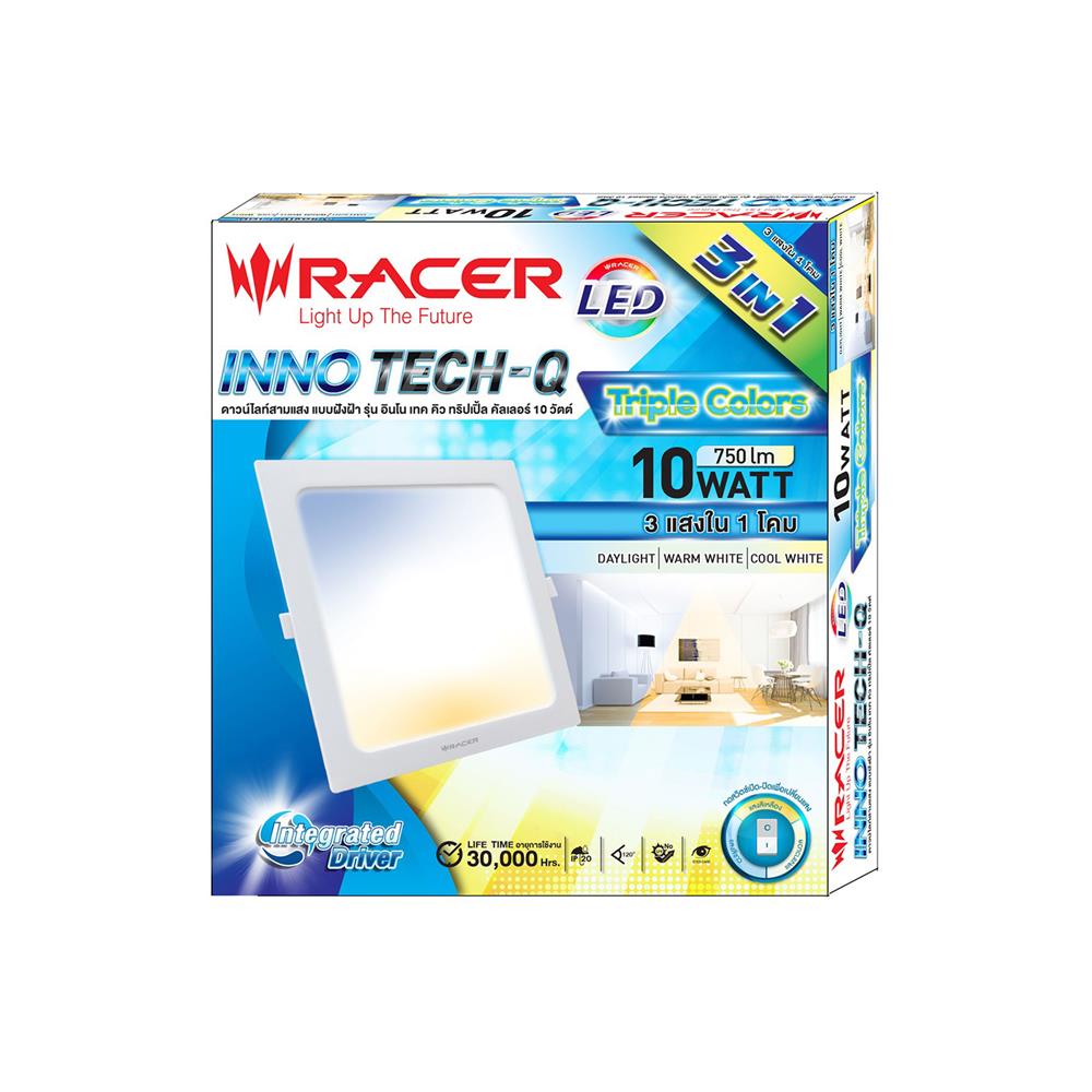 ดาวน์ไลท์ LED RACER INNOTECH-Q 4 นิ้ว 10 วัตต์ DAYLIGHT/COOL WHITE/WARM WHITE สีขาว