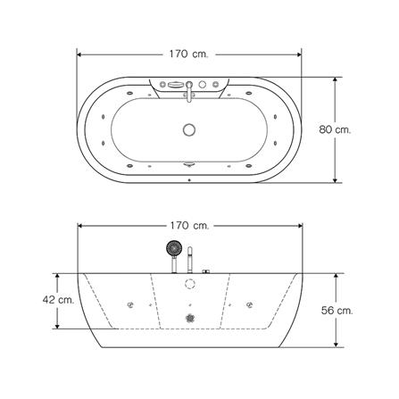 อ่างอาบน้ำ I-SPA I-IMP170WF-4XS-M 170 ซม. สีขาว_2