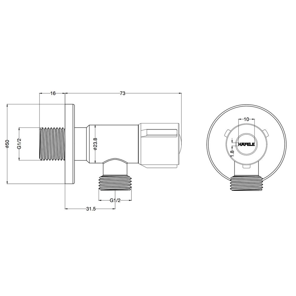 สต๊อปวาล์ว 1 ทาง HAFELE 495.60.835