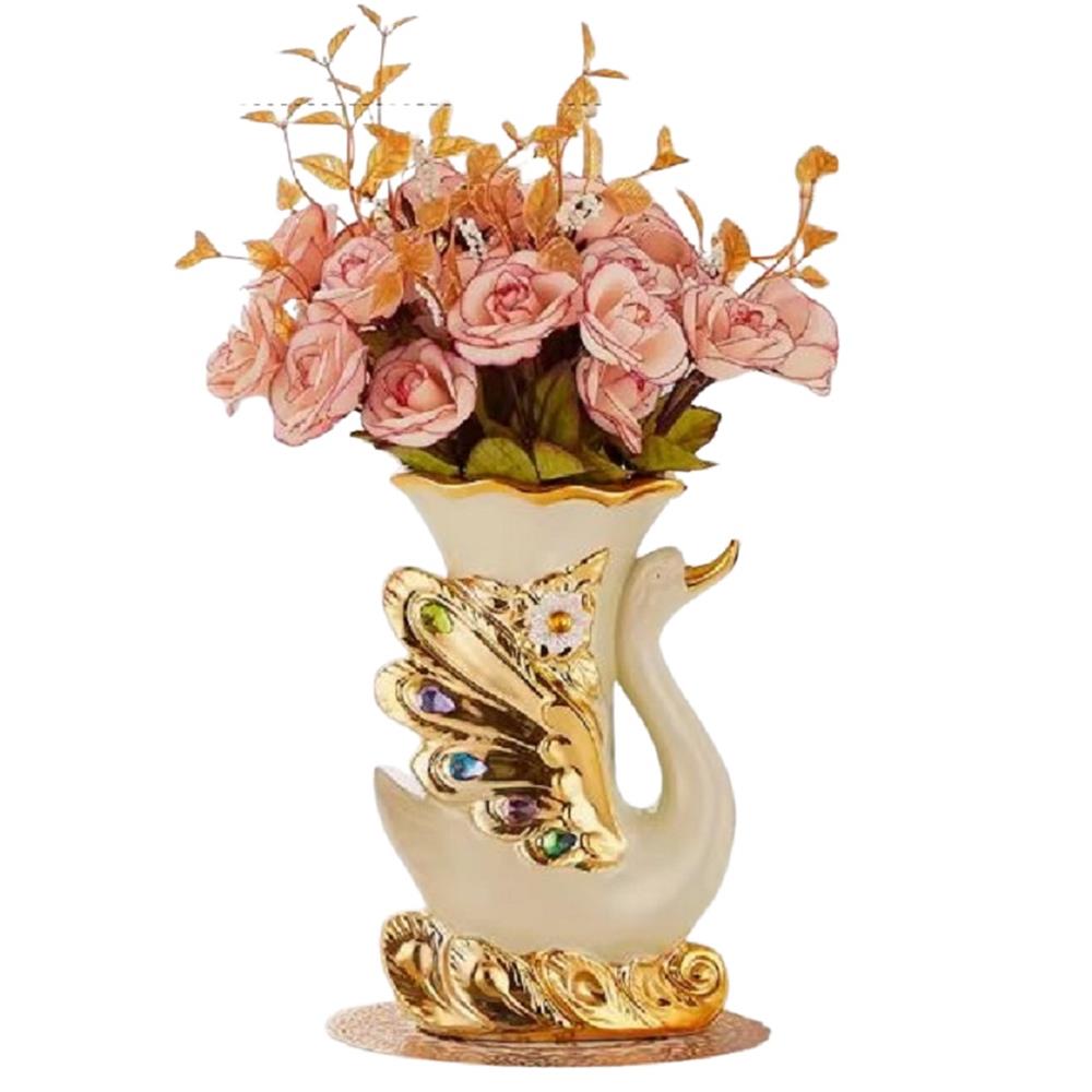 แจกันตกแต่งพร้อมกุหลาบชมพู INTERY CT209E041_06 สีชมพู/ขาว_1