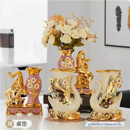 แจกันตกแต่งพร้อมกุหลาบชมพู INTERY CT209E041_06 สีชมพู/ขาว_5