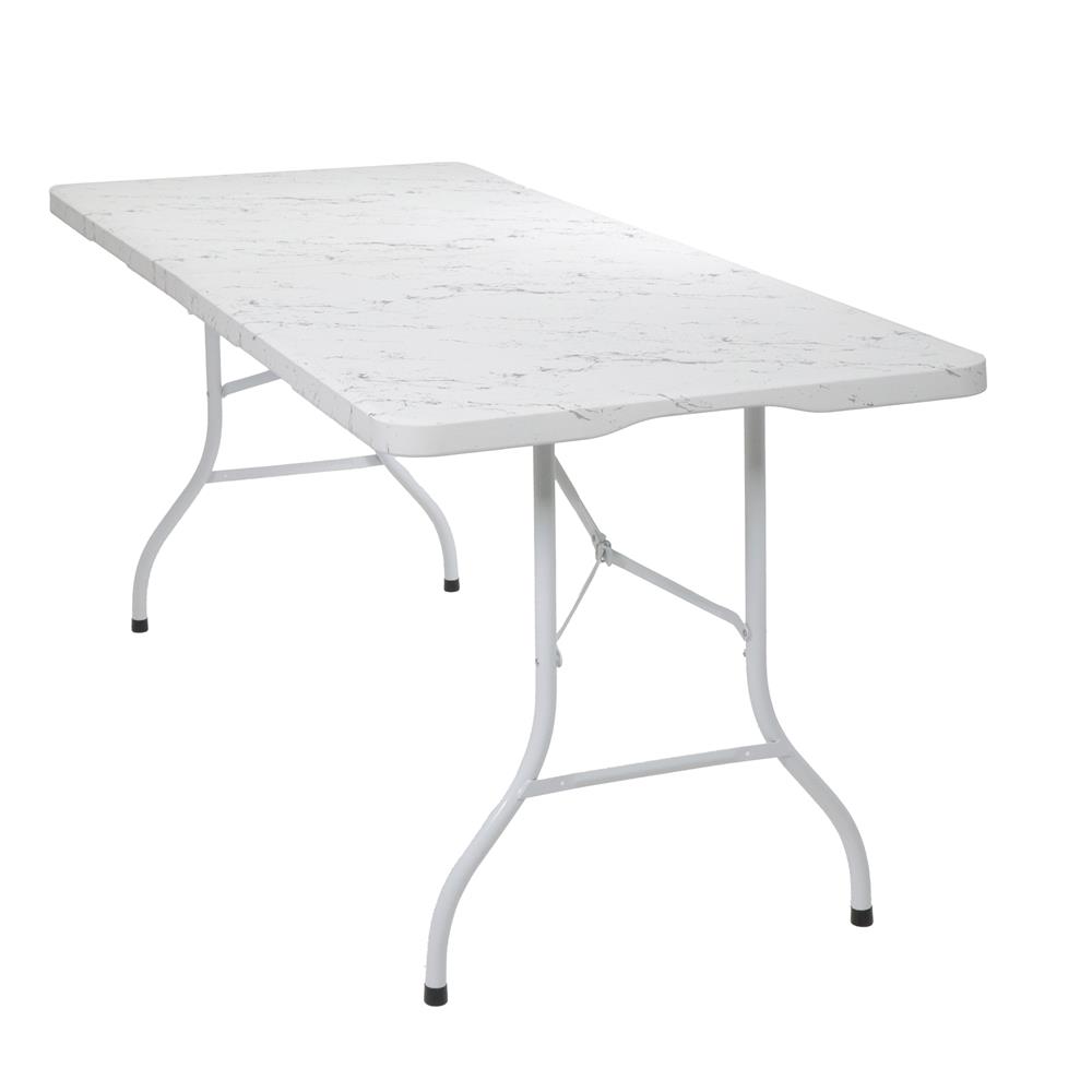 โต๊ะพับ HDPE SPRING ลายหินอ่อน 180 ซม. สีขาว