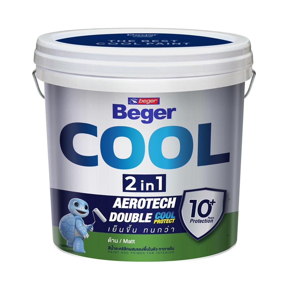 สีน้ำทาภายใน ชนิดด้าน BEGER COOL 2 IN 1 BASE C สีขาว 2.5 แกลลอน