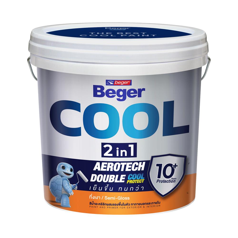 สีน้ำทาภายนอก ขนิดกึ่งเงา BEGER COOL 2 IN 1 BASE A สีขาว 2.5 แกลลอน