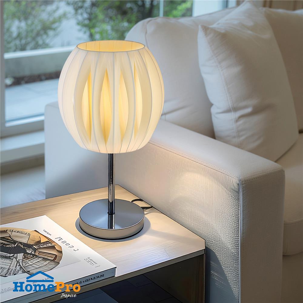 ไฟตั้งโต๊ะ CARINI MT-84324 สีครีม/เงิน