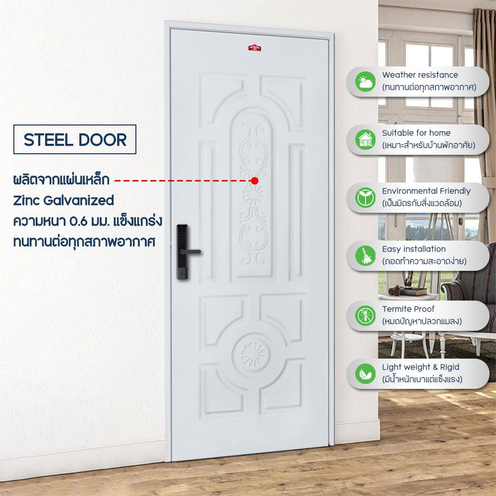 ประตูภายนอกเหล็ก เจาะลูกบิด PROFESSIONAL DOOR H2G 89.2x199.4 ซม. สีเทา