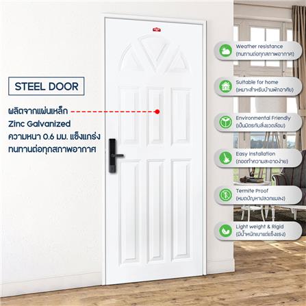 ประตูภายนอกเหล็ก เจาะลูกบิด PROFESSIONAL DOOR B2W 89.2x199.4 ซม. สีขาว_3