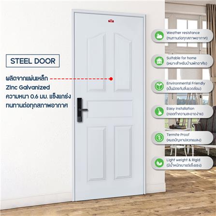 ประตูภายนอกเหล็ก เจาะลูกบิด PROFESSIONAL DOOR G1G 79.2x199.4 ซม. สีเทา_3