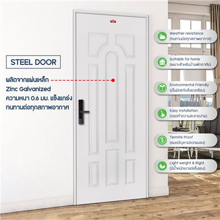 ประตูภายนอกเหล็ก เจาะลูกบิด PROFESSIONAL DOOR L2C 89.2x199.4 ซม. สีครีม_3